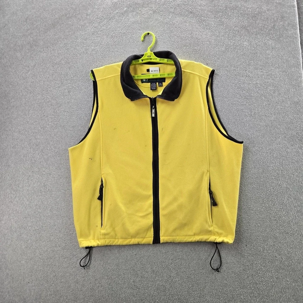 VINTAGE Eddie Bauer Men‎ Jacket 2XL Yellow Vest Fleece EBTEK Zipper